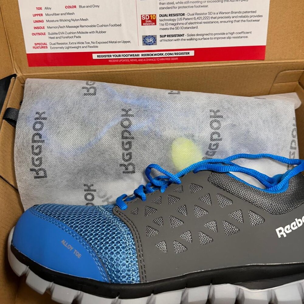 **NEW** Reebok Work Unisex Alloy Toe SD Sublite Athletic Oxford - Size 9